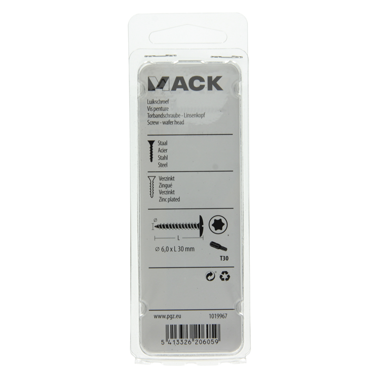 Mack 1019967 - tornillo de escotilla negro 6,0 x 30 mm 9 piezas | 5 piezas