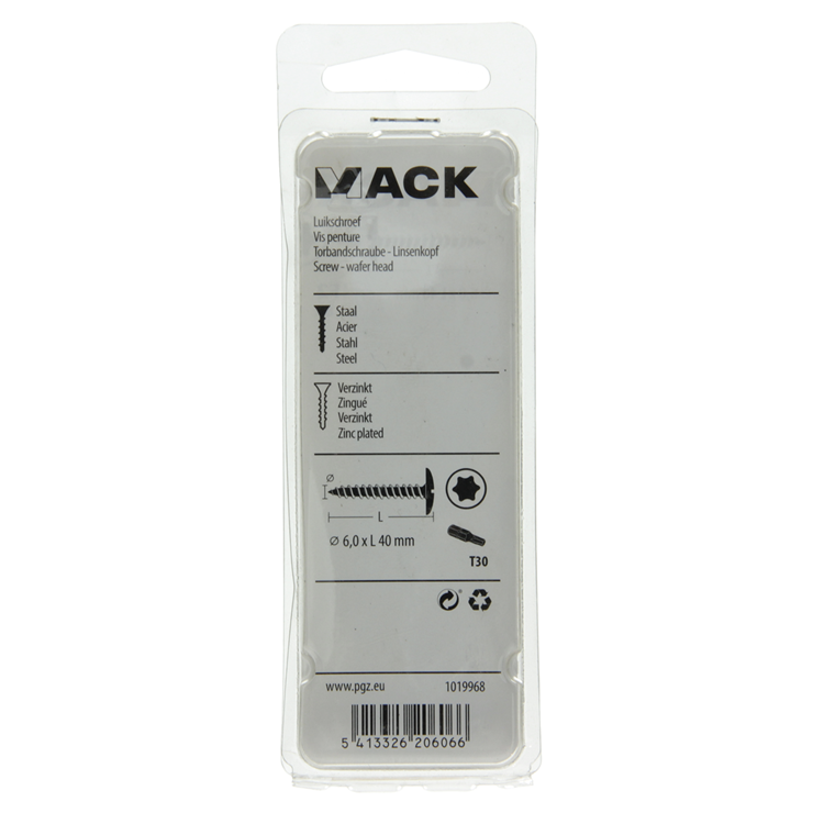Mack 1019968 - tornillo de escotilla negro 6,0 x 40 mm 8 piezas | 5 piezas