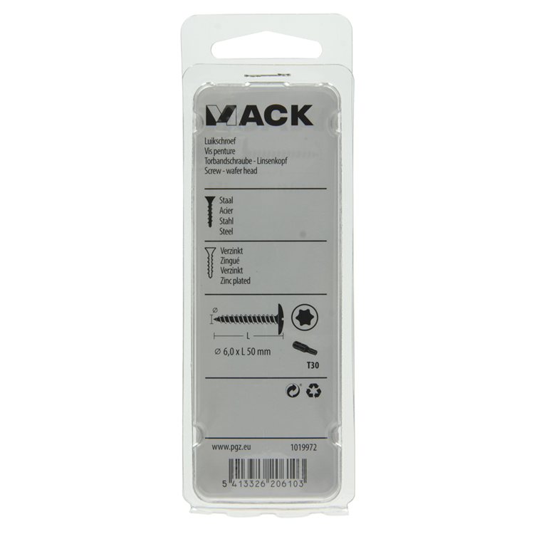 Mack 1019972 - tornillo de escotilla amarillo galvanizado 6,0 x 50 mm 8 piezas | 5 piezas