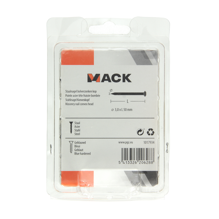 Mack 1017934 - clavo de acero bvk acero pavonado 200 gr 3,0 x 50 mm | 5 piezas