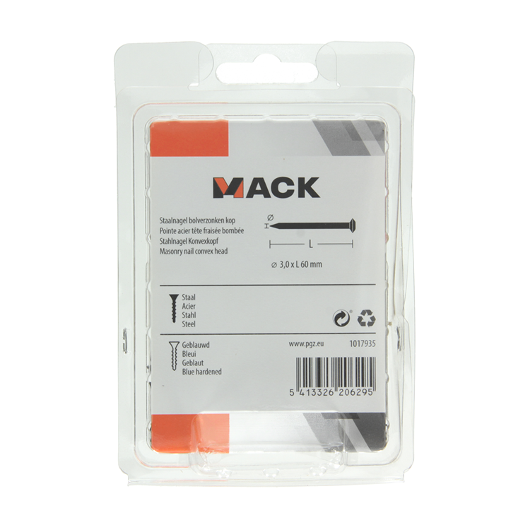 Mack 1017935 - clavo de acero bvk acero pavonado 200 gr 3,0 x 60 mm | 5 piezas