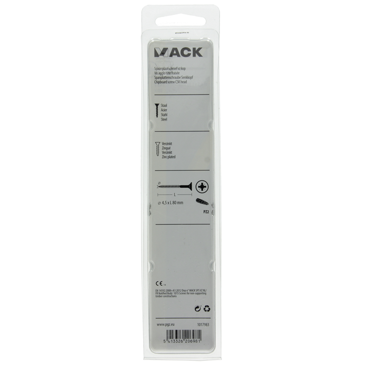 Mack 1017983 - Tornillo para aglomerado con cabeza chapada en amarillo. 20 piezas 4,5 x 80 mm | 5 piezas