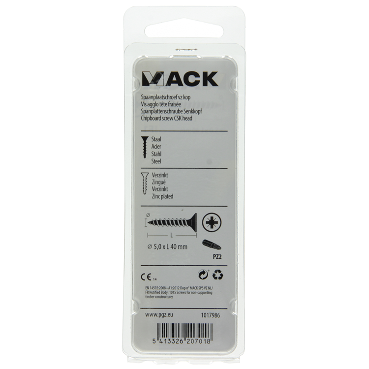 Mack 1017986 - Tornillo para aglomerado con cabeza chapada en amarillo. 30 piezas 5,0 x 40 mm | 5 piezas