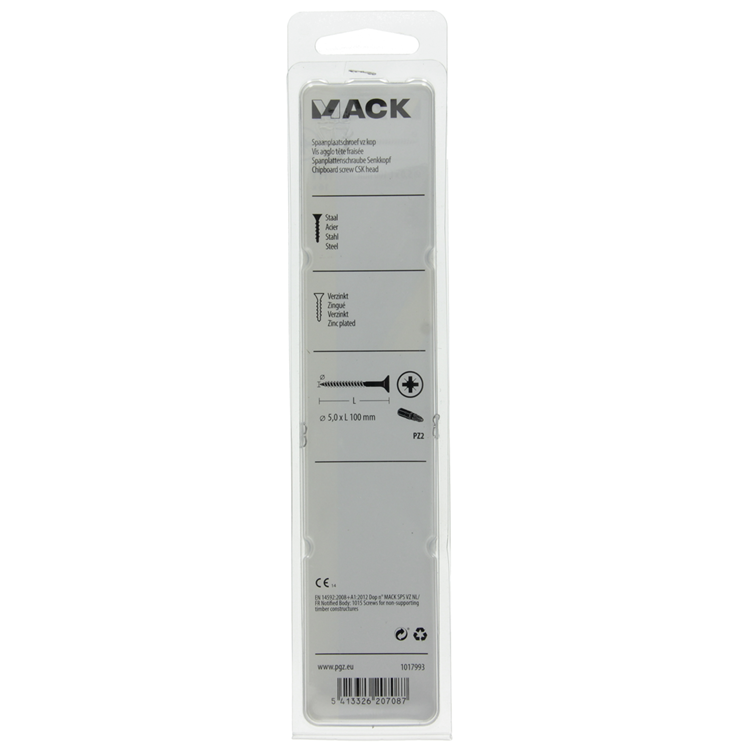Mack 1017993 - Tornillo para aglomerado con cabeza chapada en amarillo. 16 piezas 5,0 x 100 mm | 5 piezas
