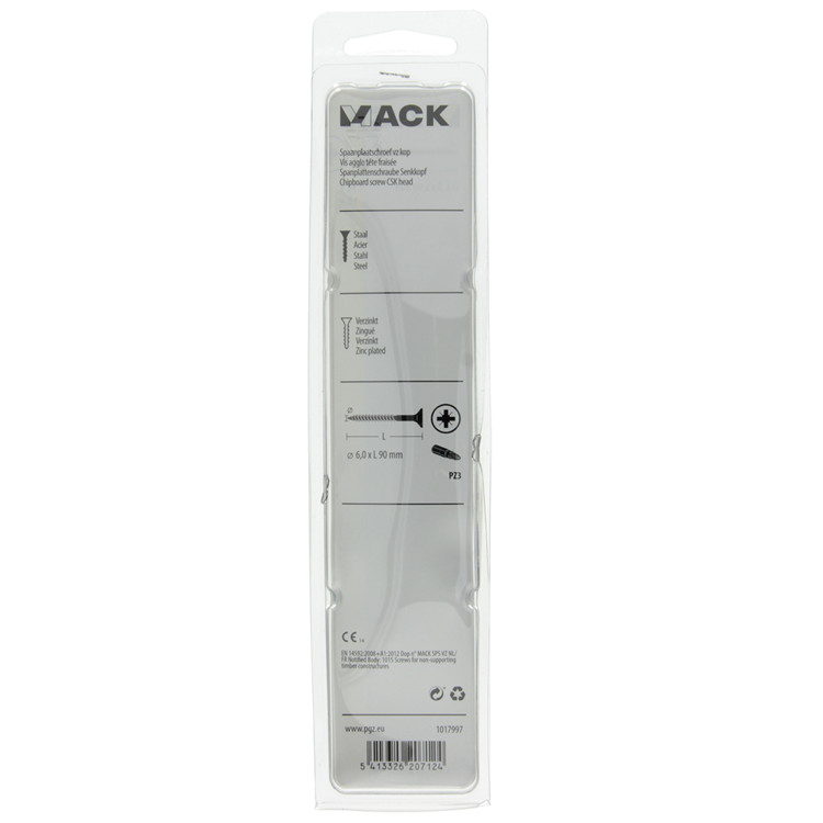 Mack 1017997 - tornillo para aglomerado con cabeza chapada en amarillo. 16 piezas 6,0 x 90 mm | 5 piezas