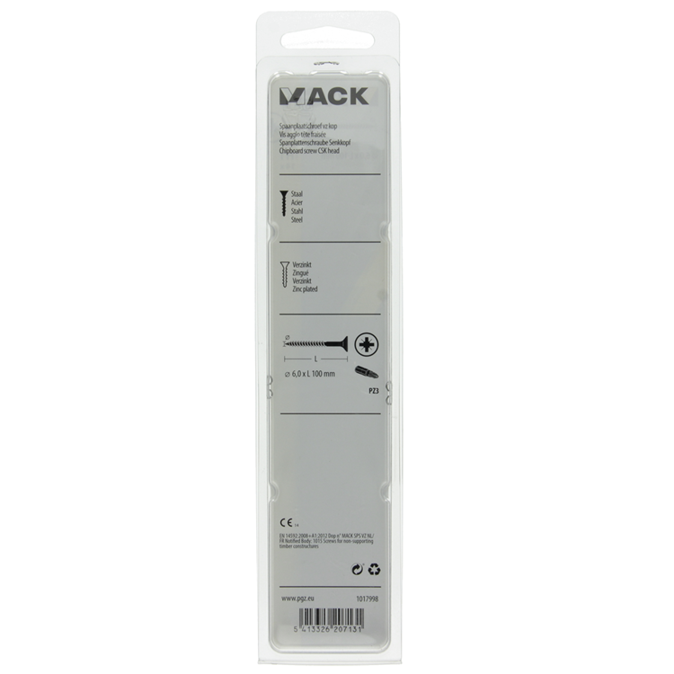 Mack 1017998 - Tornillo para aglomerado con cabeza chapada en amarillo. 14 piezas 6,0 x 100 mm | 5 piezas