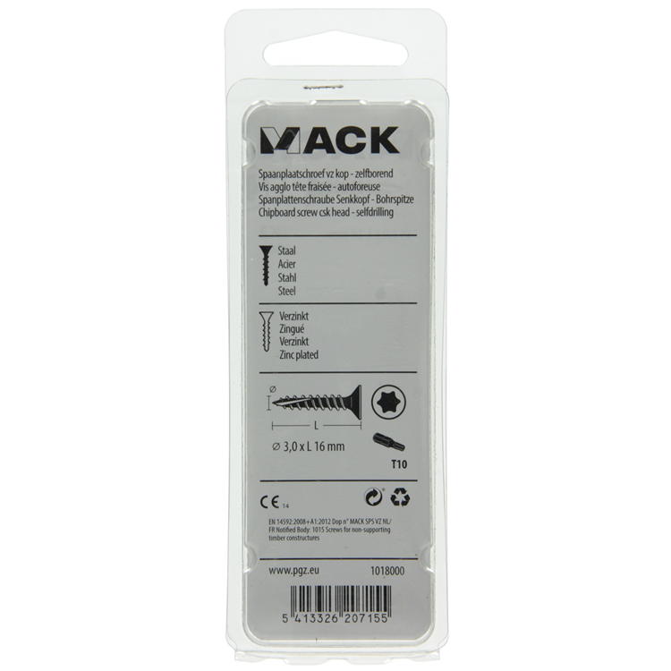 Mack 1018000 - cabeza de destornillador chip automontable verz amarillo 200 piezas 3,0 x 16 mm | 5 piezas