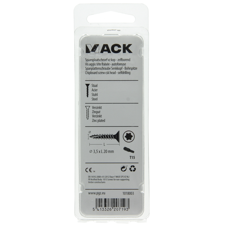 Mack 1018003 - spainplschr.vzkop-automontaje amarillo sat.100 piezas 3,5 x 20 mm | 5 piezas