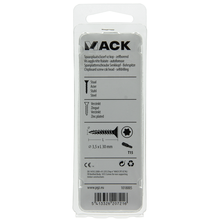Mack 1018005 - spainplschr.vzkop-automontaje chapado en amarillo 75 piezas 3,5 x 30 mm | 5 piezas