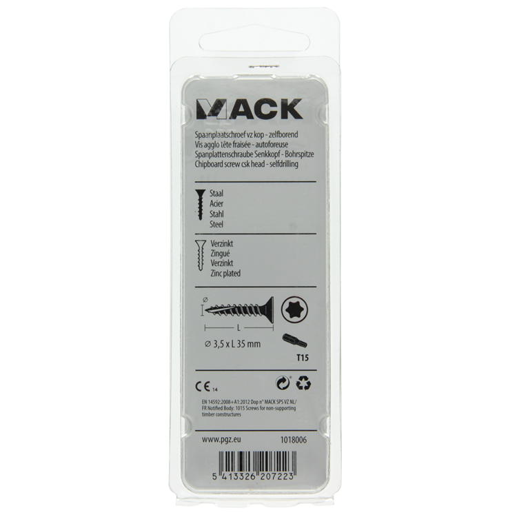 Mack 1018006 - spainplschr.vzkop-automontaje chapado en amarillo 65 piezas 3,5 x 35 mm | 5 piezas