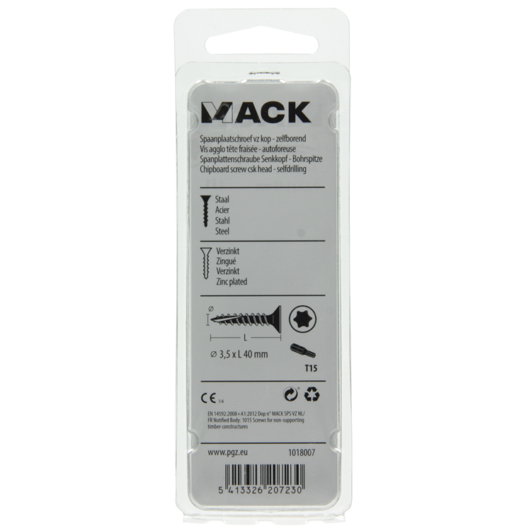 Mack 1018007 - spainplschr.vzkop-automontaje chapado en amarillo 55 piezas 3,5 x 40 mm | 5 piezas