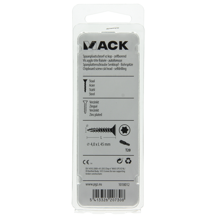 Mack 1018012 - spainplschr.vzkop-automontaje chapado en amarillo 35 piezas 4,0 x 45 mm | 5 piezas