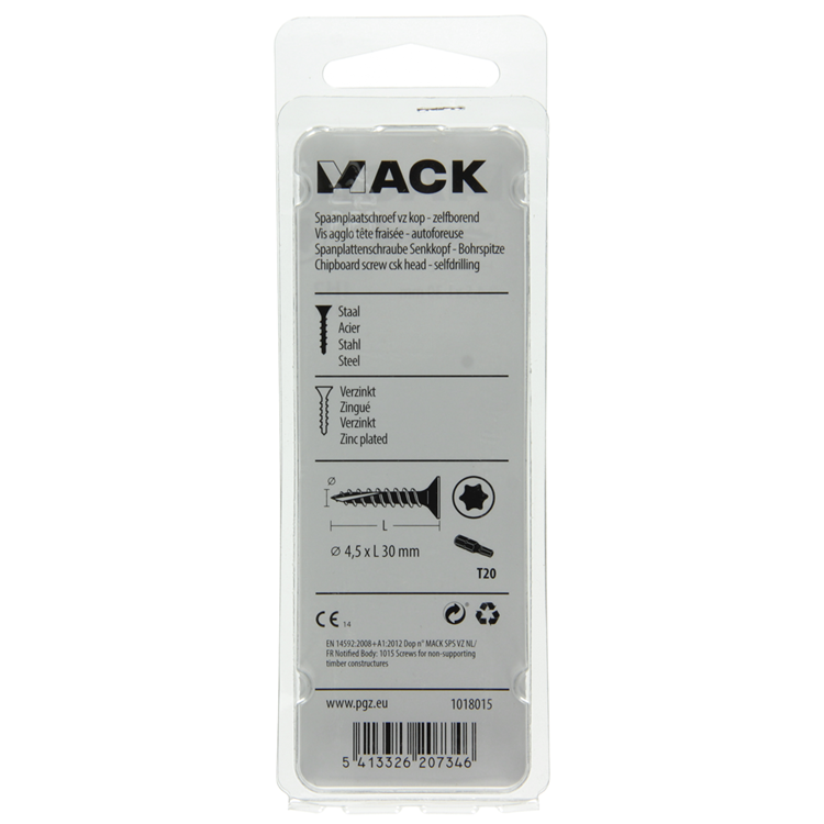 Mack 1018015 - españa plschr.vzkop-automontaje chapado en amarillo 45 piezas 4,5 x 30 mm | 5 piezas