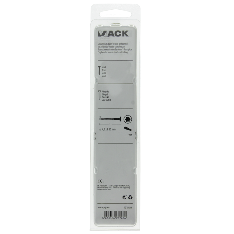 Mack 1018020 - spanplschr.vzkop-automontaje chapado en amarillo 20 piezas 4,5 x 80 mm | 5 piezas