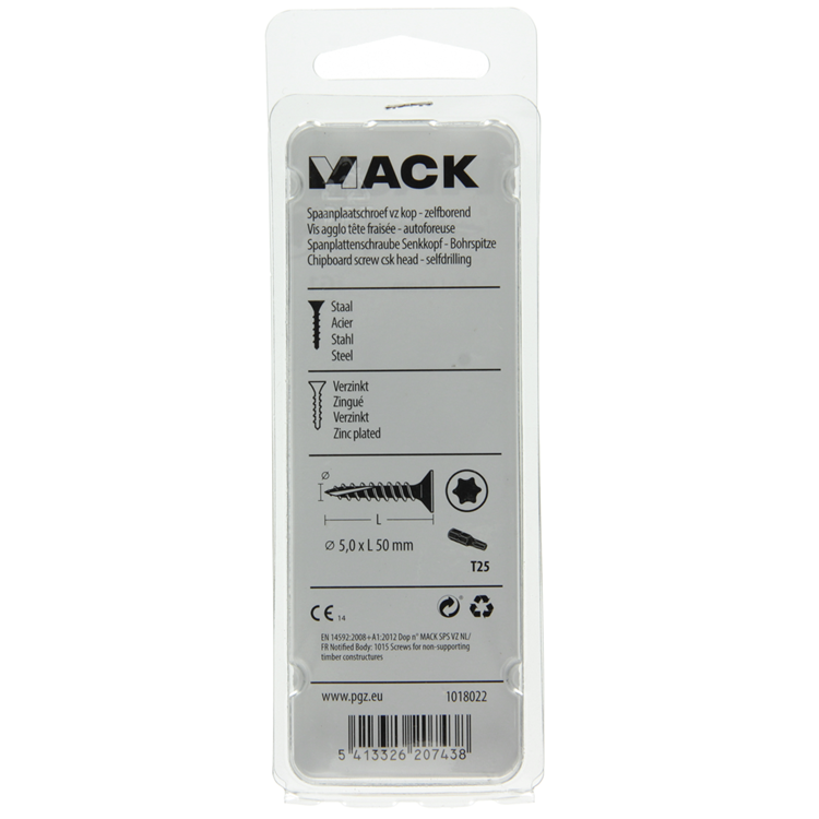 Mack 1018022 - spainplschr.vzkop-automontaje chapado en amarillo 23 piezas 5,0 x 50 mm | 5 piezas