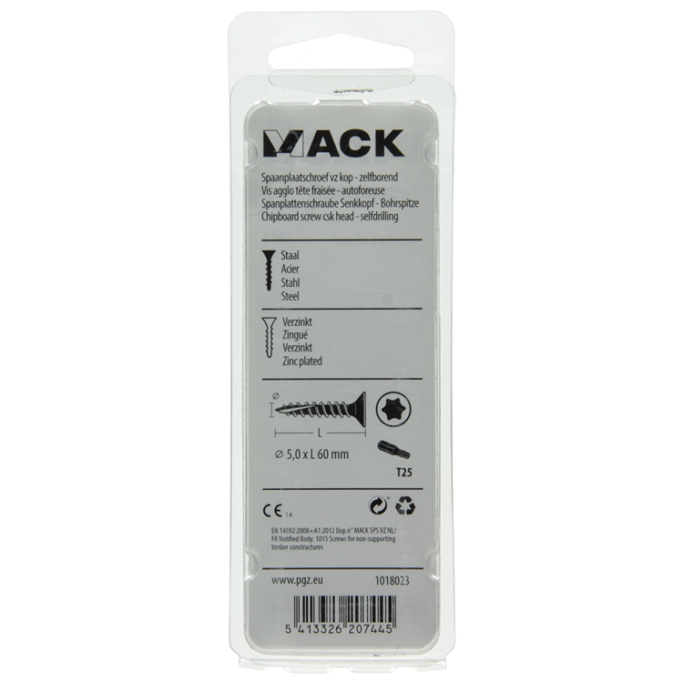 Mack 1018023 - spainplschr.vzkop-automontaje chapado en amarillo 20 piezas 5,0 x 60 mm | 5 piezas
