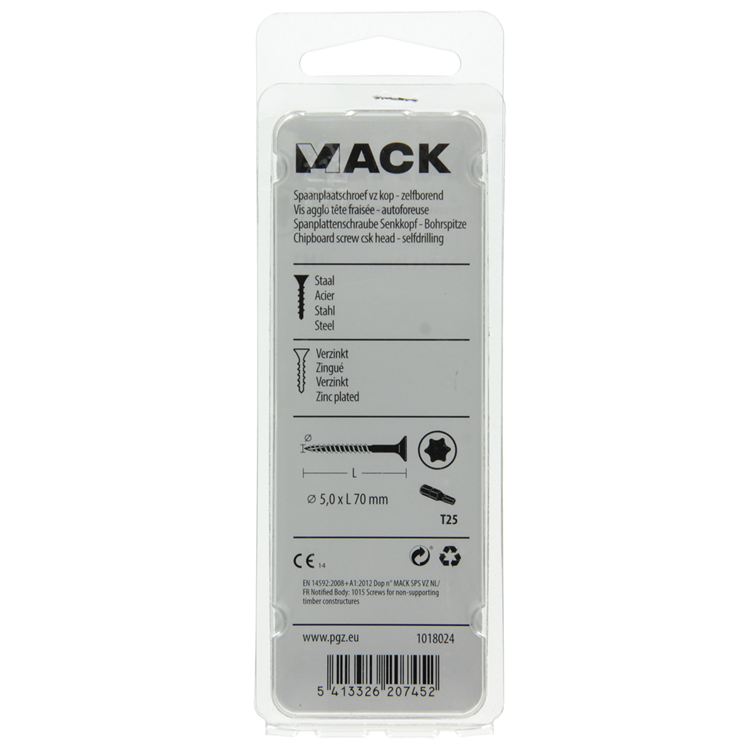 Mack 1018024 - spainplschr.vzkop-automontaje chapado en amarillo 16 piezas 5,0 x 70 mm | 5 piezas