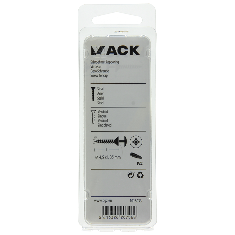 Mack 1018033 - tornillo con cabeza, acero galvanizado. 35 piezas 4,5 x 35 mm | 5 piezas