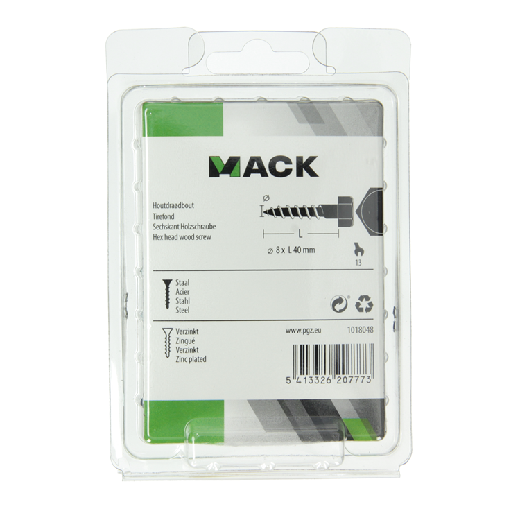 Mack 1018048 - perno rosca madera acero galvanizado 24 piezas 8 x 40 mm | 5 piezas