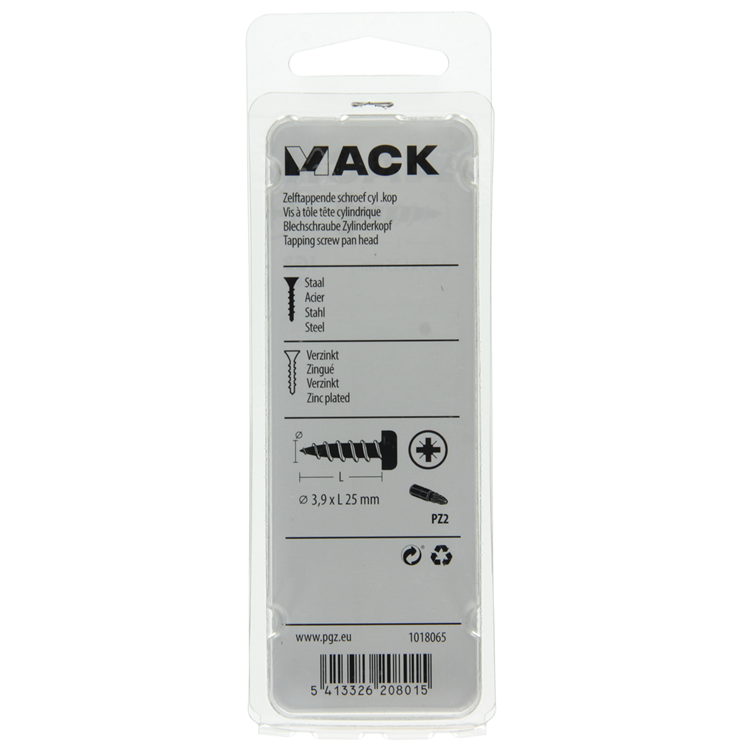 Mack 1018065 - tornillo autorroscante culata galv. 48 piezas 3,9 x 25 mm | 5 piezas