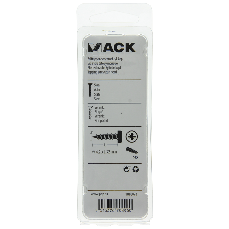 Mack 1018070 - tornillo autorroscante culata galv. 35 piezas 4,2 x 32 mm | 5 piezas