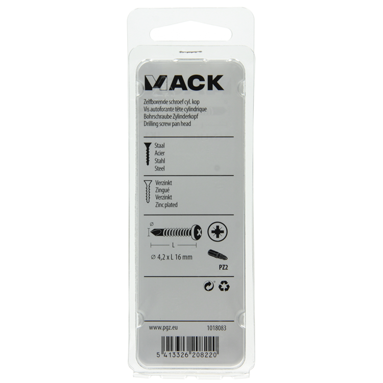 Mack 1018083 - Tornillo autoperforante con culata galvanizada. 85 piezas 4,2 x 16 mm | 5 piezas