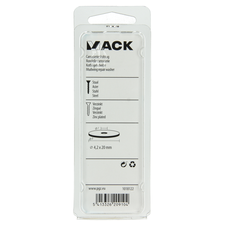 Mack 1018122 - arandela de carrocería galvanizada 80 piezas 4,2 x 20 mm | 5 piezas