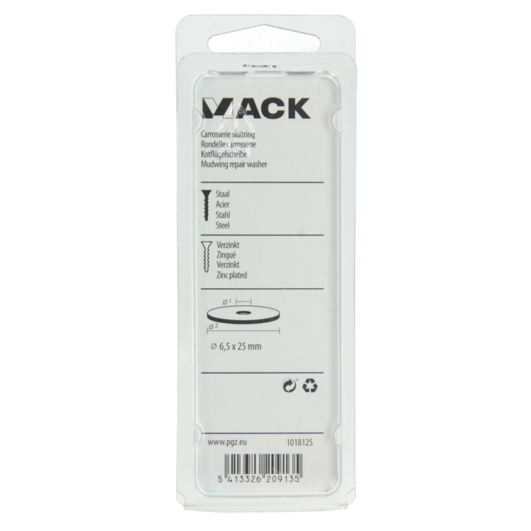 Mack 1018125 - arandela de carrocería galvanizada55 piezas 6,5 x 25 mm | 5 piezas