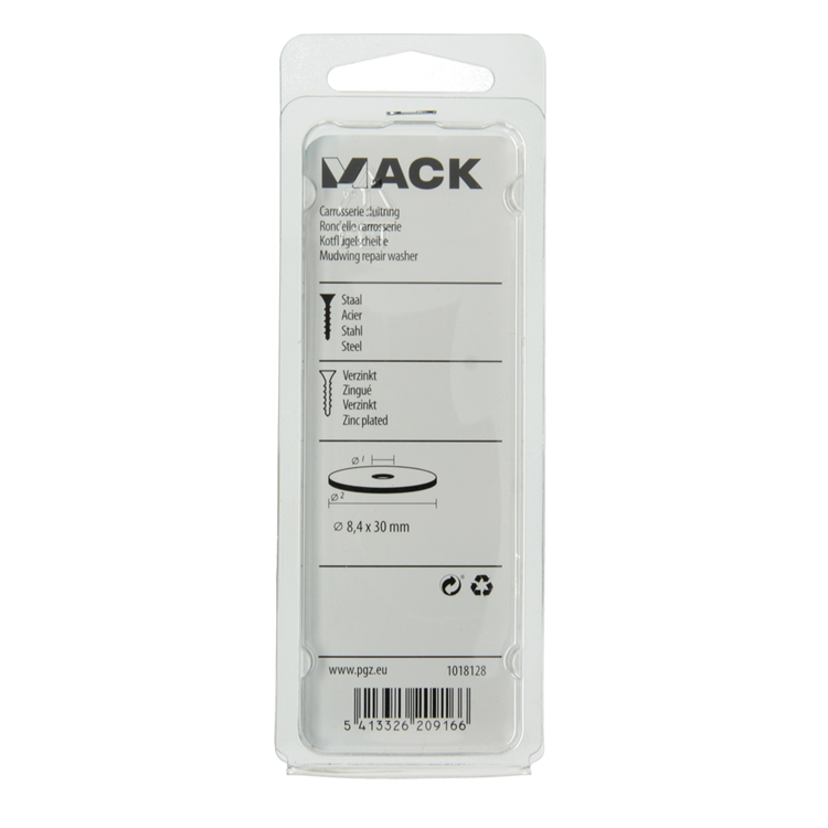 Mack 1018128 - arandela de carrocería galvanizada40 piezas 8,4 x 30 mm | 5 piezas