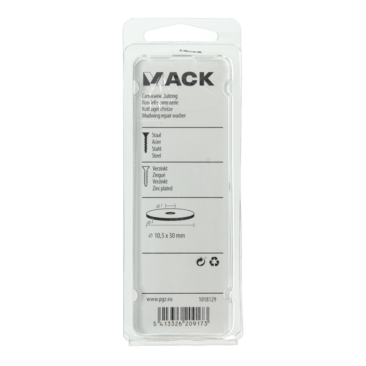 Mack 1018129 - arandela de carrocería galvanizada40 piezas 10,5 x 30 mm | 5 piezas