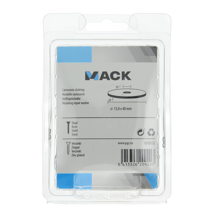Mack 1018132 - arandela de carrocería galvanizada20 piezas 13,0 x 40 mm | 5 piezas