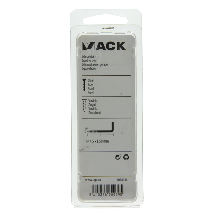 Mack 1018146 - tornillo pulgar acero galvanizado 24 piezas 4,5 x 50 mm | 5 piezas