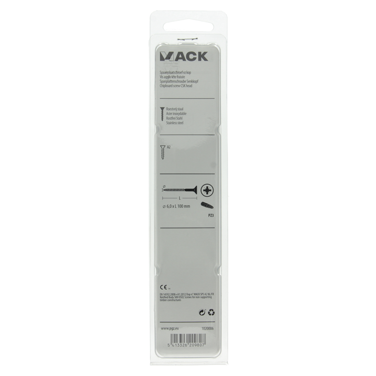 Mack 1020006 - tornillo para aglomerado cabeza vz acero inoxidable 12 piezas 6,0 x 100 mm | 5 piezas