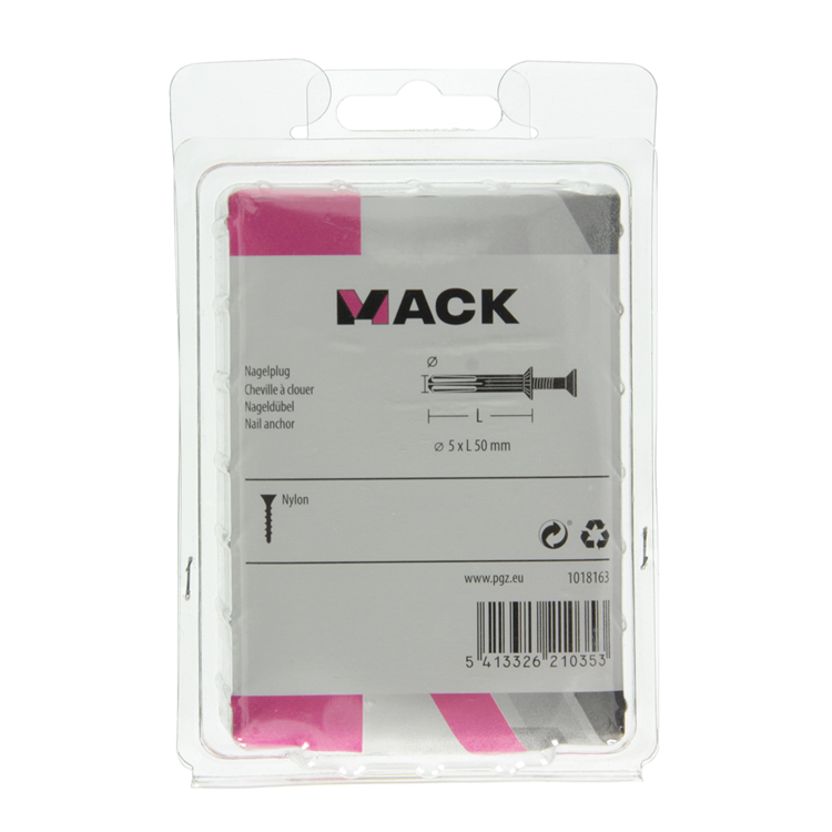 Mack 1018163 - taco clavo de nylon poliamida 40 piezas 5 x 50 mm | 3 piezas
