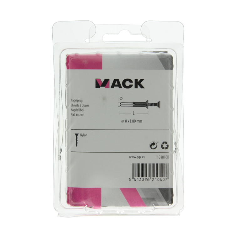 Mack 1018168 - taco clavo de nylon poliamida 22 piezas 8 x 80 mm | 3 piezas
