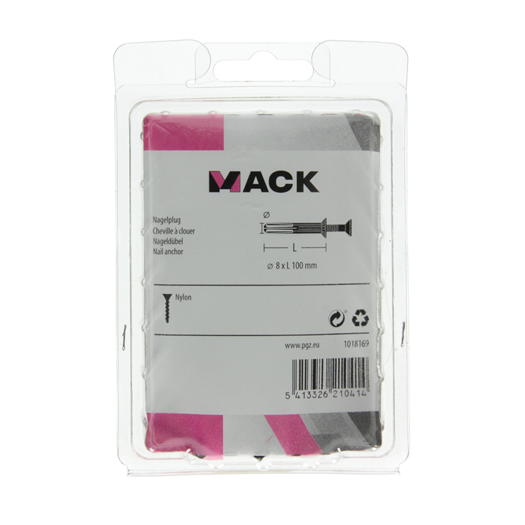 Mack 1018169 - taco clavo de nylon poliamida 18 piezas 8 x 100 mm | 3 piezas