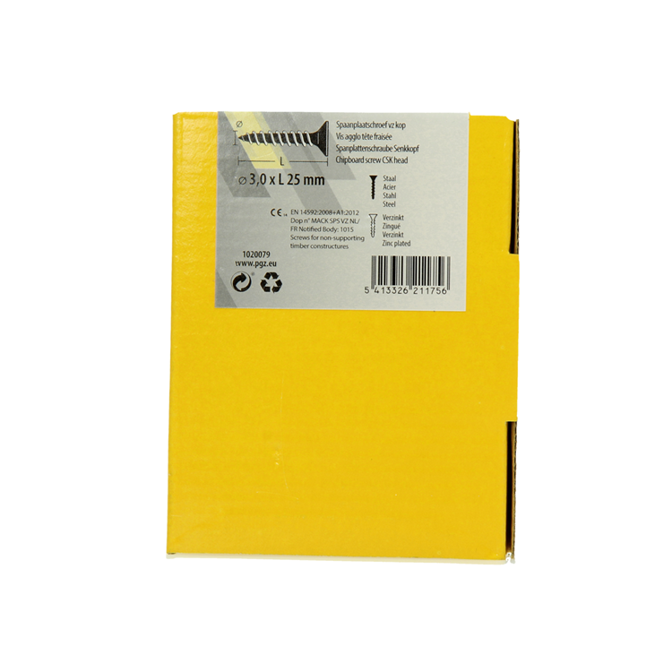 Mack 1020079 - tornillo para aglomerado con cabeza amarilla con 200 piezas 3,0 x 25 mm | 5 piezas