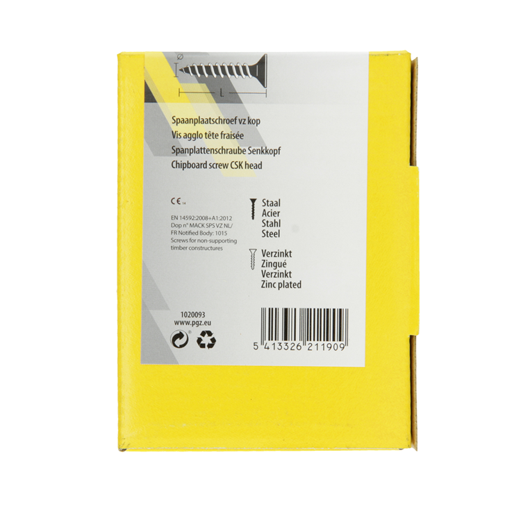 Mack 1020093 - tornillo para aglomerado con cabeza amarillo vz 200 piezas 4,0 x 35 mm | 5 piezas