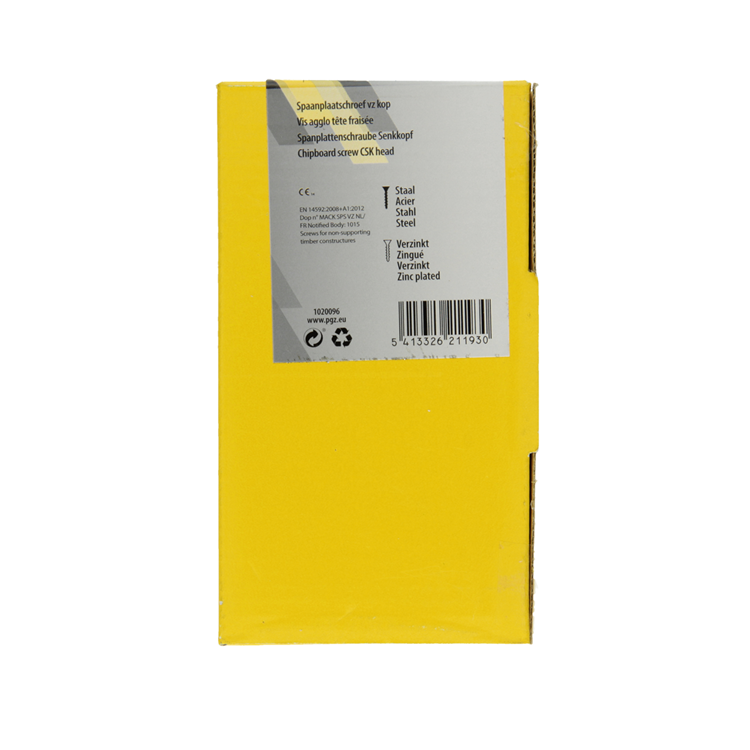 Mack 1020096 - tornillo para aglomerado con cabeza amarillo vz 200 piezas 4,0 x 50 mm | 3 piezas