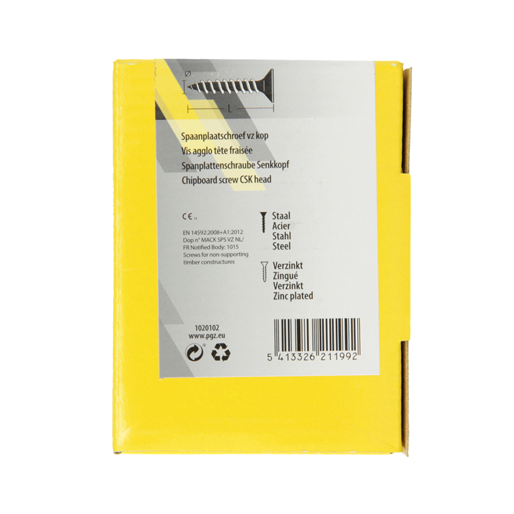 Mack 1020102 - tornillo para aglomerado con cabeza amarillo vz 200 uds 4,5 x 30 mm | 5 piezas