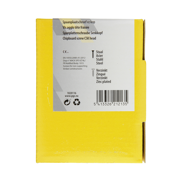 Mack 1020116 - tornillo para aglomerado con cabeza amarillo vz 100 uds 5,0 x 60 mm | 5 piezas
