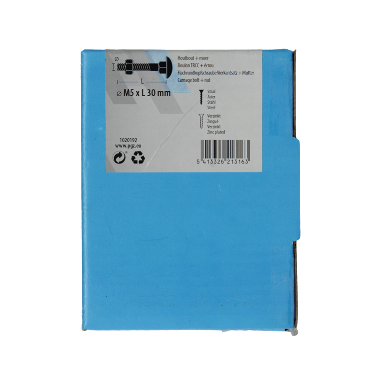 Mack 1020192 - perno madera + tuerca galvanizada 45 stm5 x 30 mm | 5 piezas