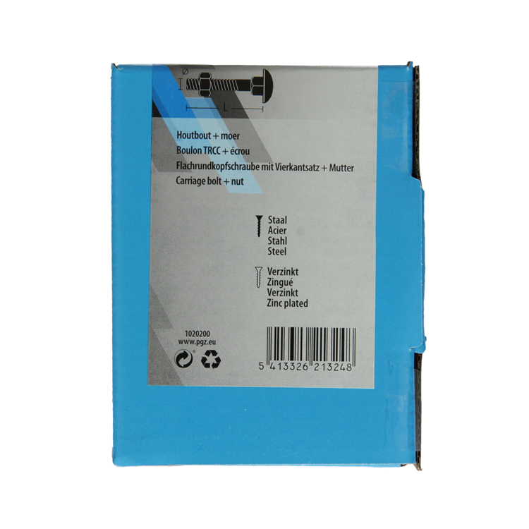 Mack 1020200 - perno para madera + tuerca galvanizada 24 stm6 x 60 mm | 5 piezas