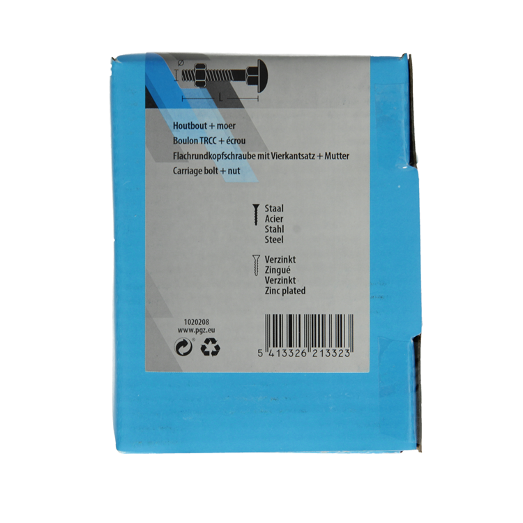 Mack 1020208 - perno madera + tuerca galvanizada 16 stm8 x 70 mm | 5 piezas