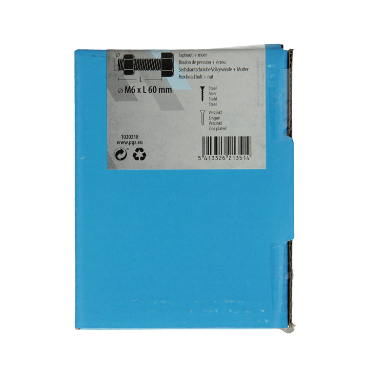 Mack 1020218 - perno macho + tuerca galvanizado 24 piezas m6 x 60 mm | 5 piezas