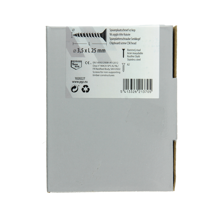 Mack 1020227 - tornillo aglomerado cabeza vz acero inoxidable a2 200 uds 3,5 x 25 mm | 2 piezas