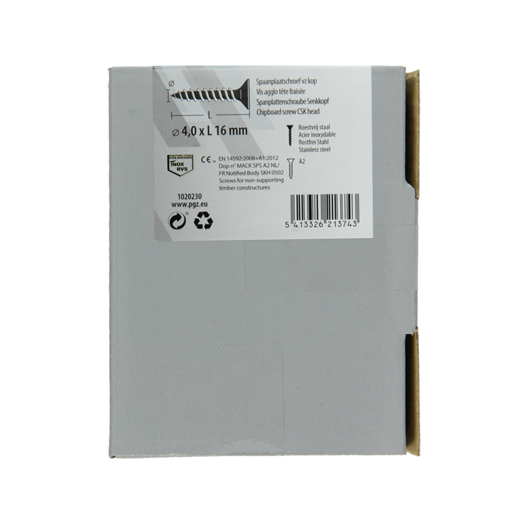 Mack 1020230 - tornillo aglomerado cabeza vz acero inoxidable a2 200 uds 4,0 x 16 mm | 2 piezas