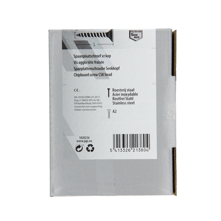 Mack 1020236 - tornillo aglomerado cabeza vz acero inoxidable a2 100 uds 4,0 x 45 mm | 2 piezas