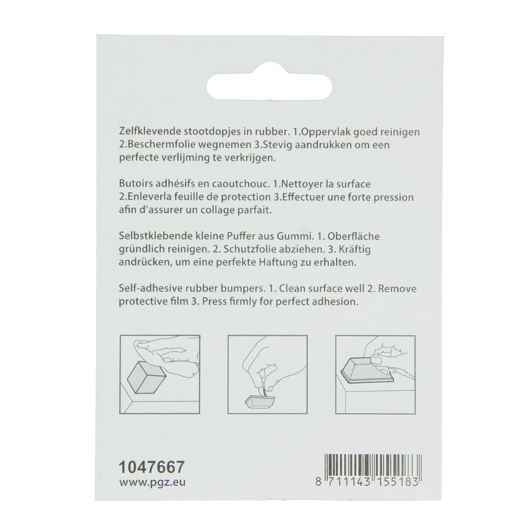 Mack 1047667 - stootdop rubber zelfklevend wit 12 x 12 mm 8 st pcs | 6 stuks