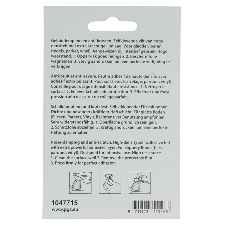 Mack 1047715 - pastiglia in feltro autoadesiva bianca 25 x 25 mm 12 pz | 12 pezzi